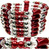 36inch Red Plastic ,Glass,Magnetic Wrap Bracelet Necklace All in One Set